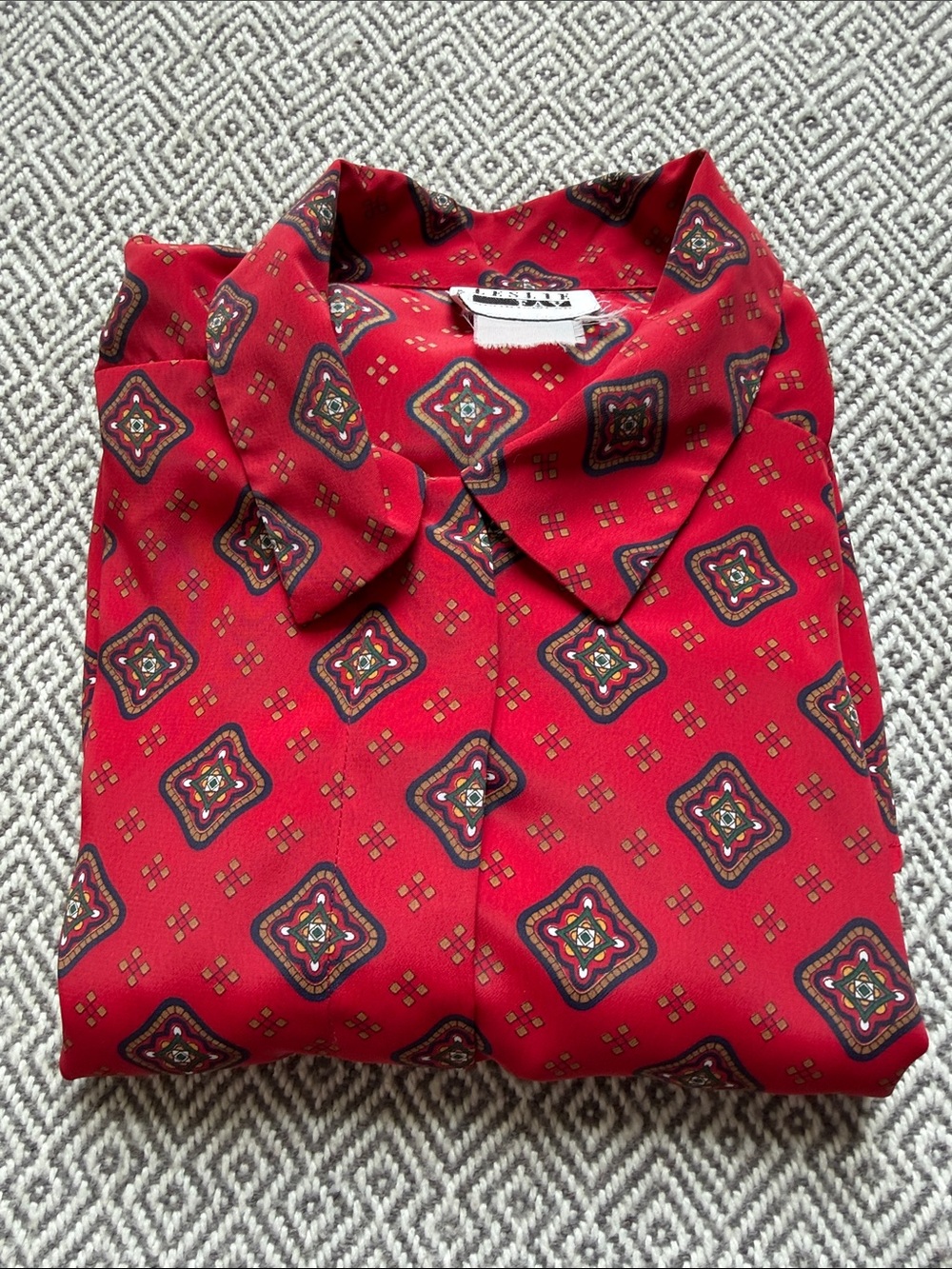 Leslie Fay Vintage Red Geometric Lightweight Shirt Jacket - Picture 11 of 11